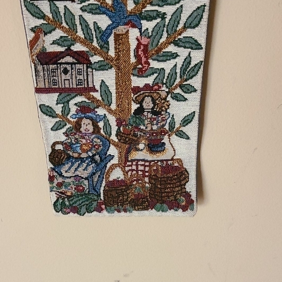 VINTAGE Tapestry Birdhouses Tree Wall Hanging - Picture 5 of 8